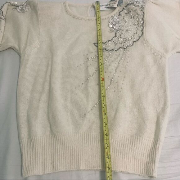 Marisa Christina Cream Sweater with Sequin Details Vintage Romantic Bridal - Picture 12 of 15